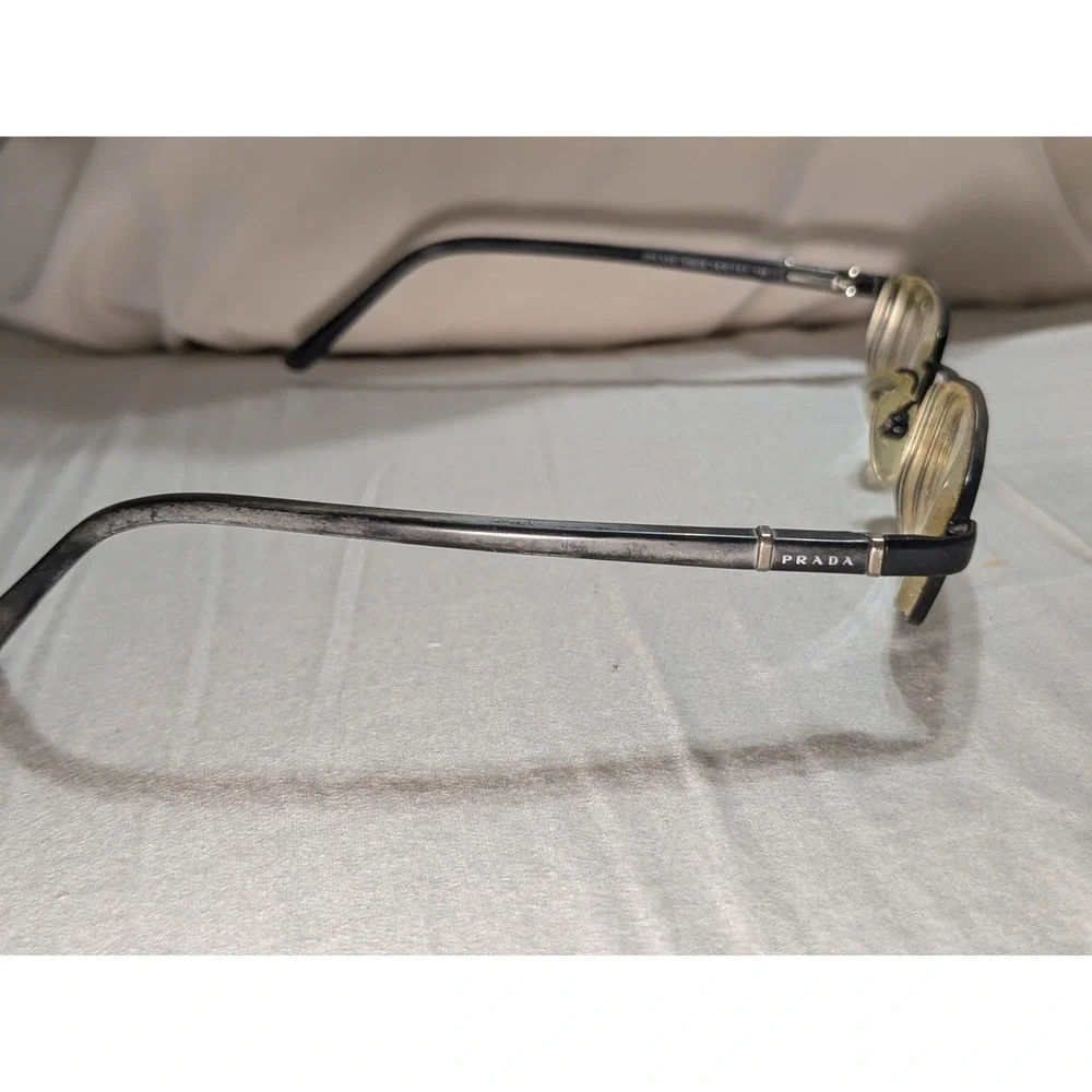 Mens Unisex Prada Eyeglasses Full Frame Wire Rim Rectangle Black VPR 65G 1B0-101